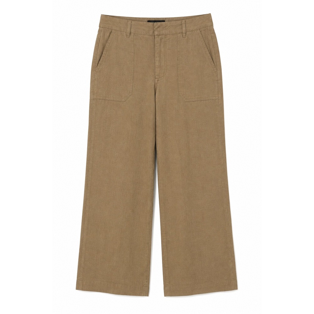 KUT from the Kloth Topaz Khaki High Rise Wide Leg Linen Cropped Pants 6 NWT - Picture 2 of 10